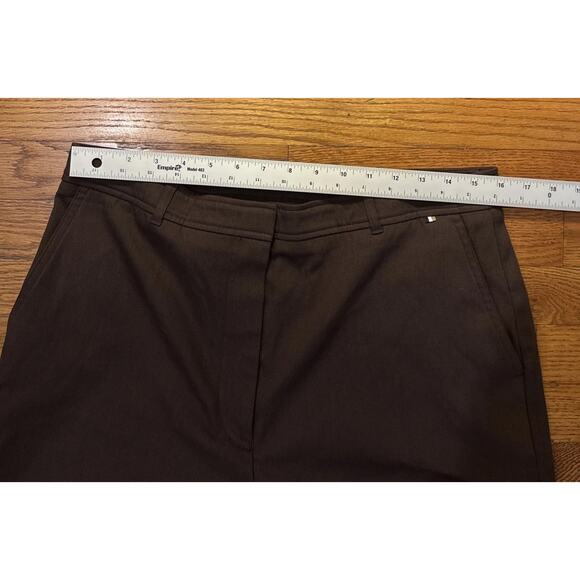 HUGO BOSS Womens Tapika Ankle Trousers Size 12 Dark Brown Stretch Cotton - Picture 9 of 16